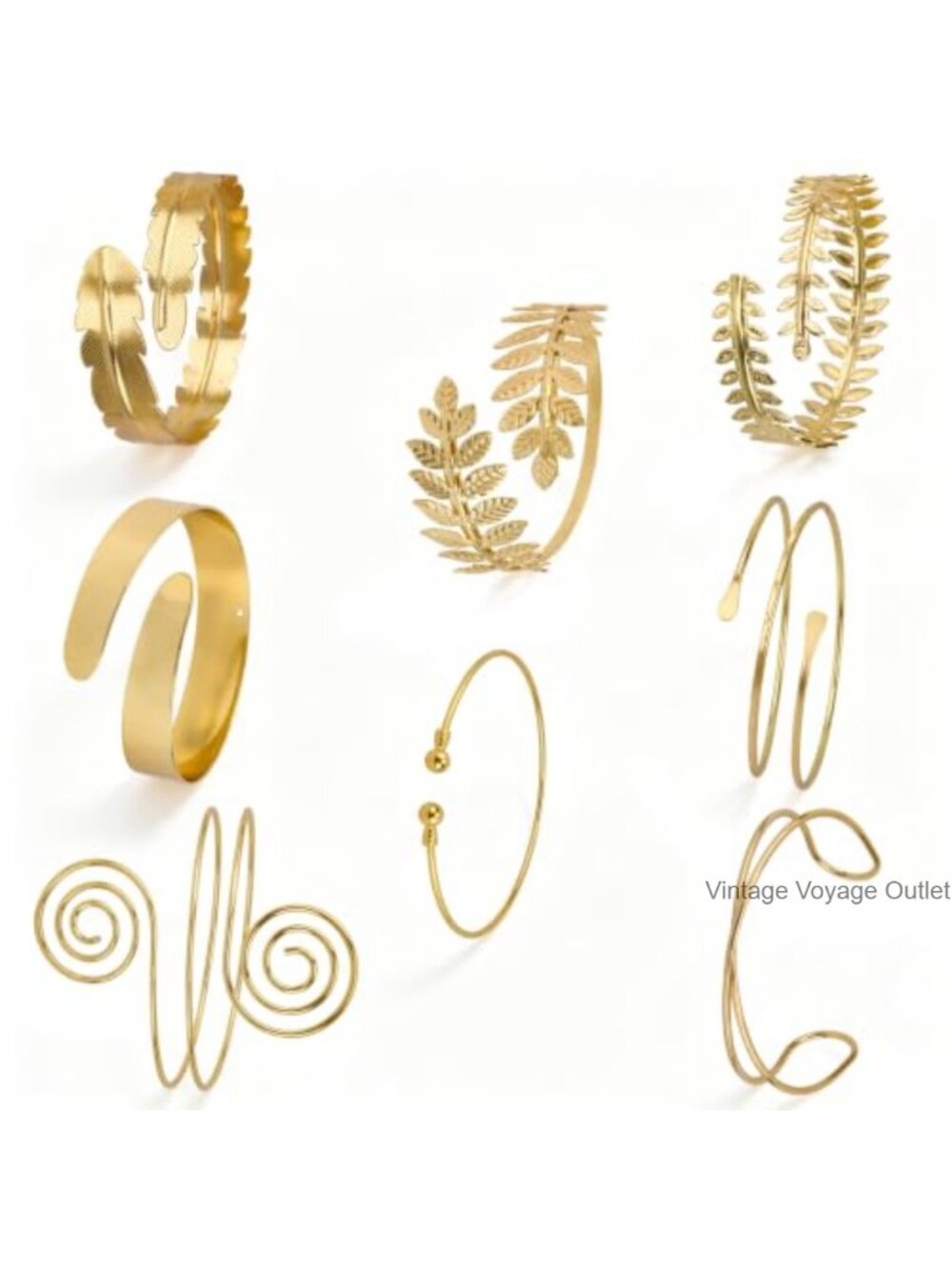 KICOSY 8pc Adjustable Gold Arm Cuff Bracelet Set Women Boho Open Cuff